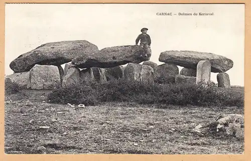 CPA Carnac, Dolmen de Keriaval, gel. 1920