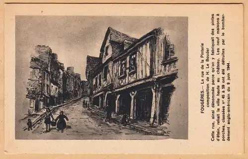 CPA Fougeres, La Rue de la Pinterie, ungel.