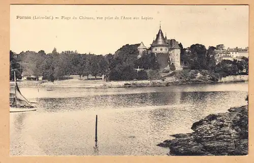 CPA Pornic, Plage du Chateau, vue prise de l'Anse aux Lapins, gel. 1930