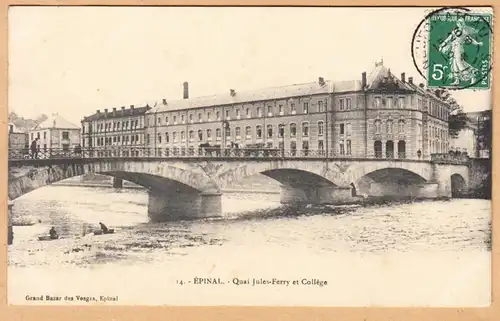 CPA Epinal, Quai Jules-Ferry et College, gel.