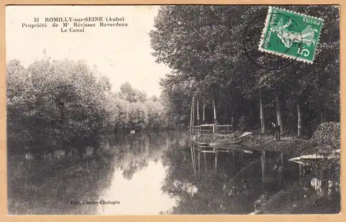 CPA Romilly-sur-Seine, Propriété de M. Herissez Raverdeau, Le Canal, gel.