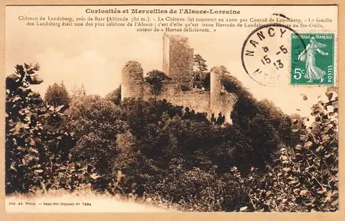 CPA Curiosites et Merveilles de l'Alsace-Lorraine, Chateau de Landsberg, gel. 1913