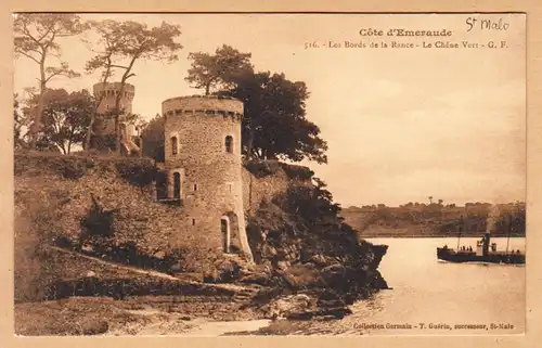 CPA Saint-Malo, Les Bords de la Rance Le Chène Vert, Croix-Rouge militaire, engloutissant 1915