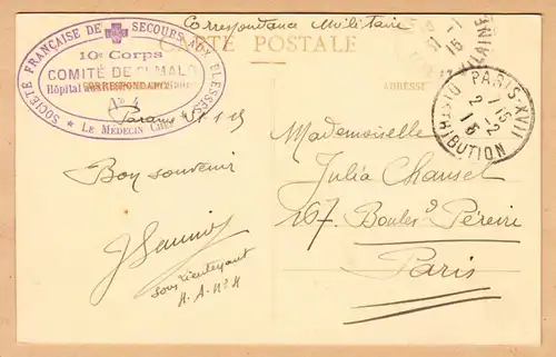 CPA Saint-Malo, Les Bords de la Rance Le Chène Vert, Croix Rouge Militaire, gel. 1915