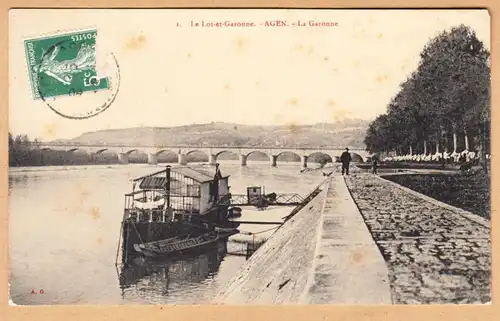 CPA Agen, La Garonne, gel. 1908