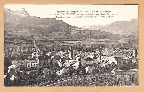 CPA Barcelonette, Vue générale- cote Nord-Est, ungel.