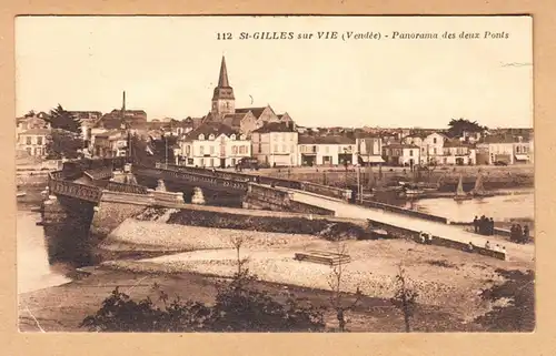 CPA Saint Gilles sur Vie, Panorama des deux Ponts, en 1967