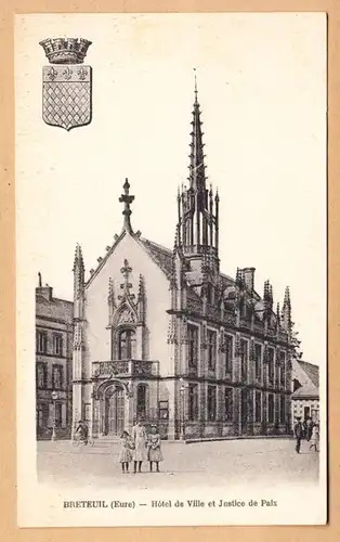 CPA Breteuil, Hôtel de Ville et Justice de Paix, ungel.