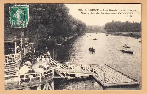 CPA Nogent, Les Bords de la Marne, Vue prise du Restaurant Convert, gel.