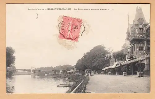 CPA Nogent sur Marne, Les Restaurants avant le Viaduc, gel. 1906