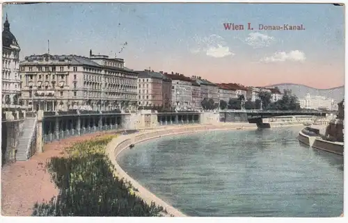 AK Vienne, canal du Danube, Feldpost, gel. 1915