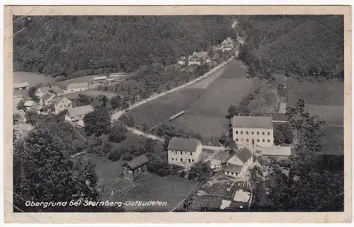 AK Obergrund bei Sternberg- Ostsudeten, Fliegeraufnahme, gel. 1942