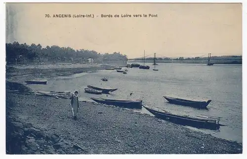 CPA Ancenis, Bords de Loire vers le Pont,, ungel.
