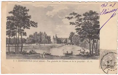 CPA Ermenonville, Vue générale du Chateau et de la propriete, gel. 1903