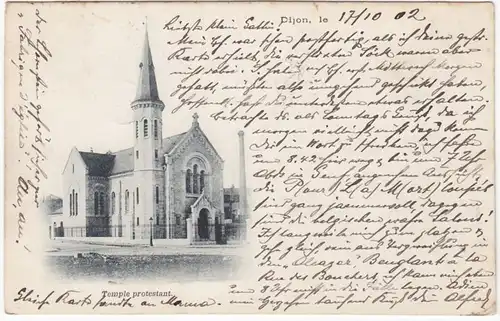 CPA Dijon, Temple Protestant, gel. 1902