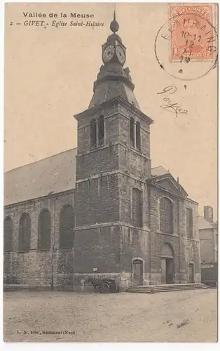 CPA Givet, Eglise Saint Hilaire, gel.