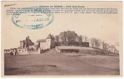 CPA Dordogne, Chateau de Biron, Cote Sud- Quest, ungel.
