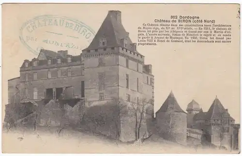 CPA Dordogne, Chateau de Biron, Cote Nord, ungel.