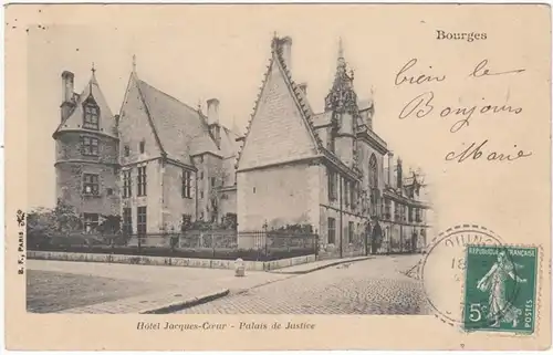 CPA Bourges, Hôtel Jacques Coeur, Palais de Justice, engel 1910