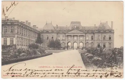 CPA Luneville, Le Chateau vu de la Grande Allee, gel. 1902