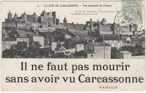 CPA La Cite De Carcassonne, Vue generale du Quest, gel.
