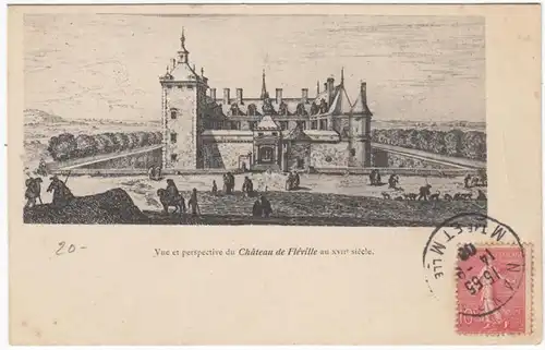 CPA Vue et perspective du Chateau de Fleville, engl. 1908