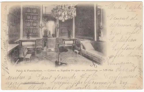 CPA Palais de Fontainebleau Cabinet ou Napoleon 1er signa, gel. 1901