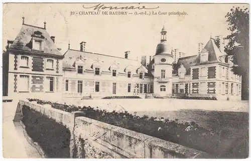 CPA Chateau de Baudry, La Cour principale, gel. 1911
