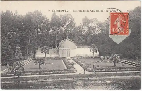 CPA Cherbourg, Les Jardins du Chateau de Tourlaville, gel.