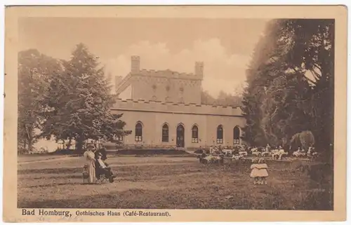 AK Bad Homburg, Gothique Haus, Café- Restaurant, Feldpost, gel. 1918