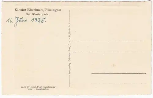 AK Kloster Eberbach, Rheingau, Klostergarten, ungel. datiert 1935