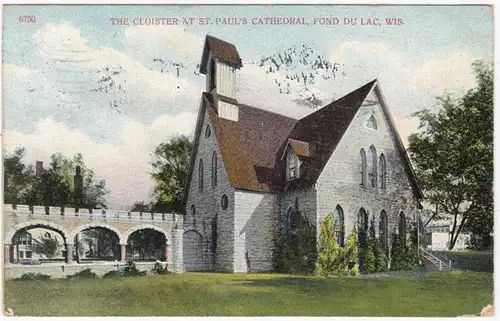 AK The Cloister at Saint Paul's Cathedral, Fond du Lac, gel. 1909