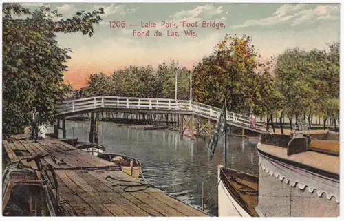 AK Lake Park, Foot Bridge, Fond du Lac, ungel.