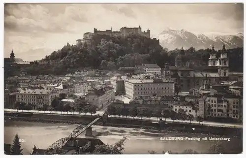 AK Salzburg, Festung mit Unterberg, gel. 1926