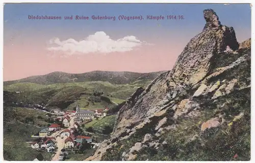 AK Diedolshausen et Ruine Gutenburg, combats 1914-16, ohnl.