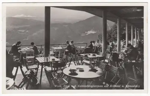 AK Vienne, vue depuis la terrasse Kahlenberg sur Kobenzl et Schneeberg, gel. 1949