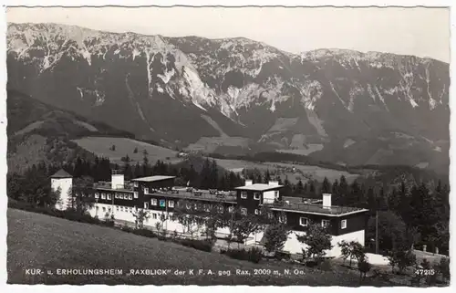 AK Kur- und Resultsheim Raxblick, Foto- Ak en 1960