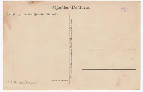 AK Salzburg von der Humboldtterrasse, Künstler- AK, ungel.