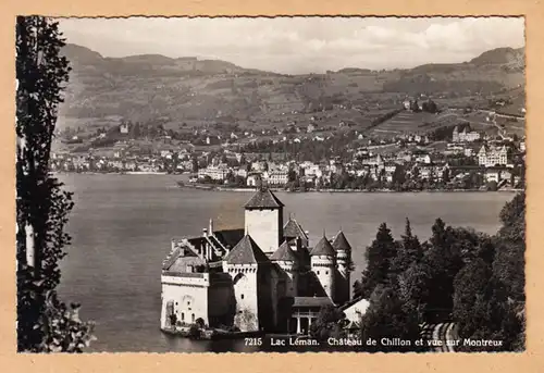 CPA Lac Leman, Chateau de Chillon et vue sur Montreux, ohn.