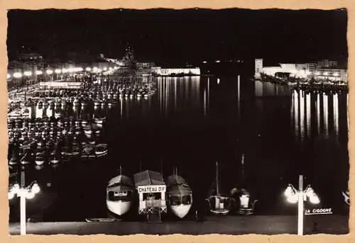 CPA Marseille, la nuit, Le Vieux Port, en 1962