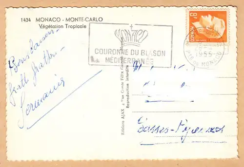 CPA Monaco-Monte Carlo, Végétation Tropicale, gel. 1955