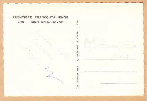 CPA Frontiere Franco- Italienne, Menton- Garavan, ungel.