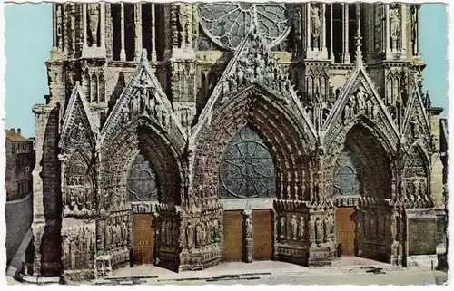 CPA Reims, La Cathedrale de Reims, Les Trois porches du Grand-Portail, ungel.