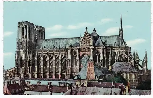 CPA Reims, La Cathedrale vue laterale, cote sud, ungel.
