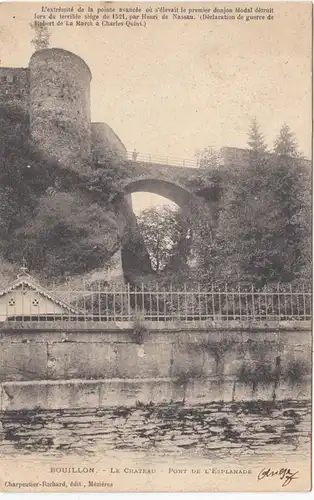 CPA Bouillon, Le Château, Pont de L'Esplanade, gel. 1908