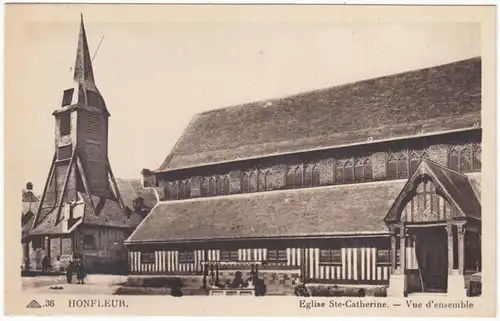 CPA Honfleur, Eglise Sainte- catherine, Vue d'ensemble, ungel.