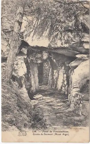 CPA Foret de Fontainebleau, Grotte du Serment, (Mout Aigu), ungel.
