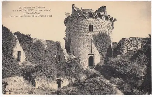 CPA Ruines du Chateau de Tonquedec, La Cour interiore et la Grande Tour, ohne.