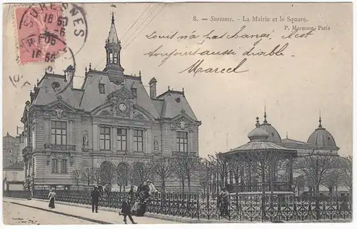 CPA Sursnes, La Mairie et le Square, gel. 1905
