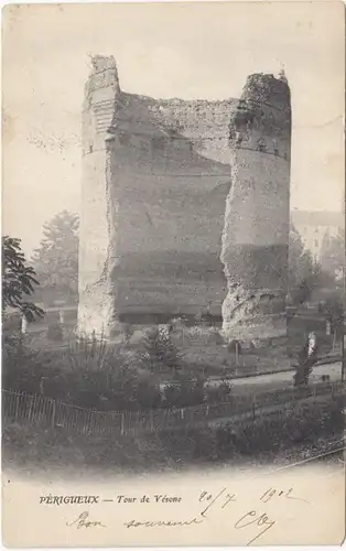 CPA Périgueux, Tour de Vesone, gel. 1902